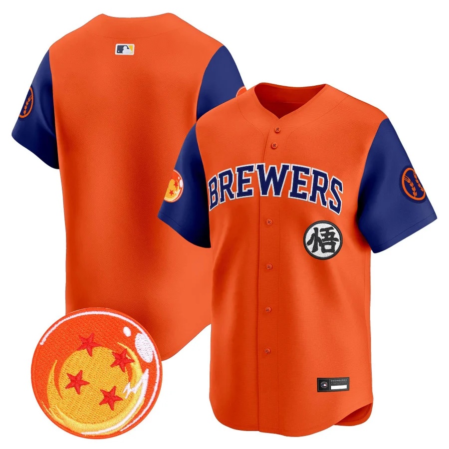 Men's Milwaukee Brewers x Dragon Ball Vapor Premier Limited Jersey ALTERNATE BLANK