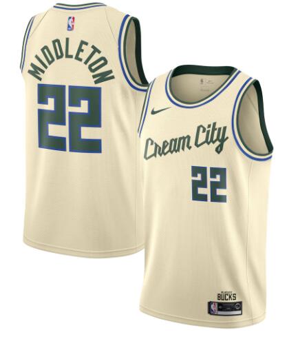 Men's Milwaukee Bucks Khris Middleton Nike Cream 201920 Swingman Player Jersey