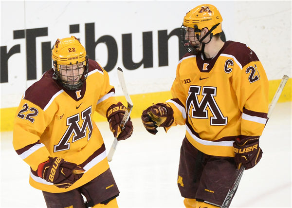 Men's Minnesota Golden Gophers Custom Gold Big M Nike NCAA College Hockey Jersey