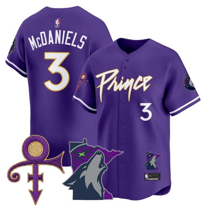 Men's Minnesota Timberwolves Prince Patch Vapor Baseball Jersey #3 Jaden McDaniels