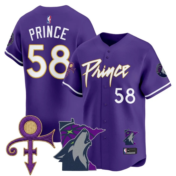Men's Minnesota Timberwolves Prince Patch Vapor Baseball Jersey #58 Prince 1958