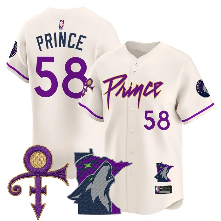 Men's Minnesota Timberwolves Prince Patch Vapor Baseball Jersey cream #58 Prince 1958
