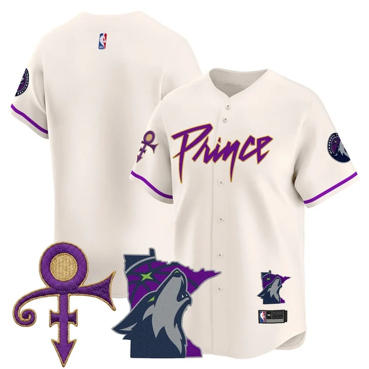 Men's Minnesota Timberwolves Prince Patch Vapor Baseball Jersey cream blank