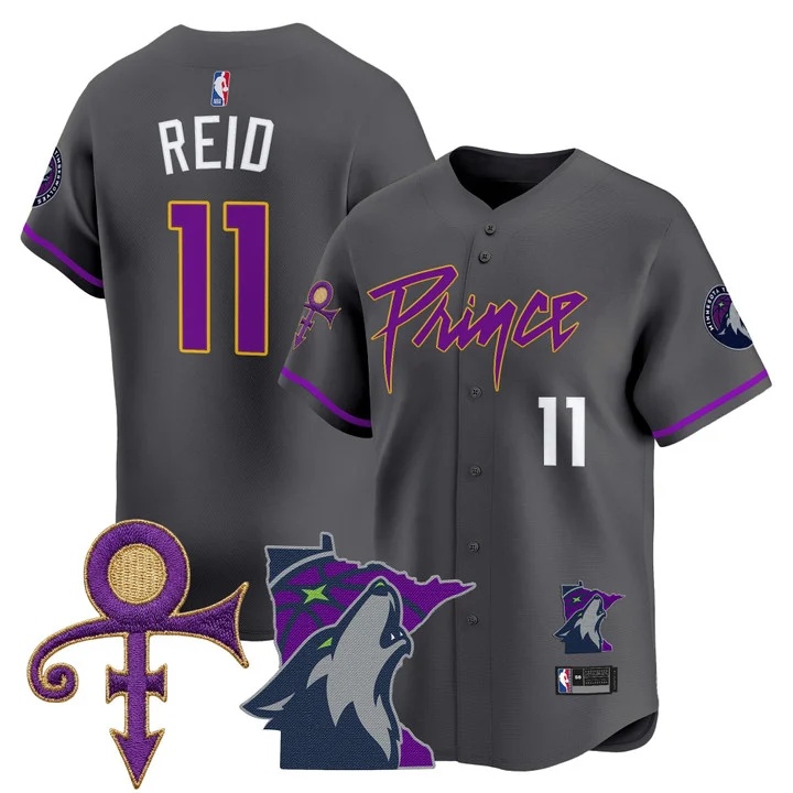 Men's Minnesota Timberwolves Prince Patch Vapor Baseball Jersey gray #11 Naz Reid