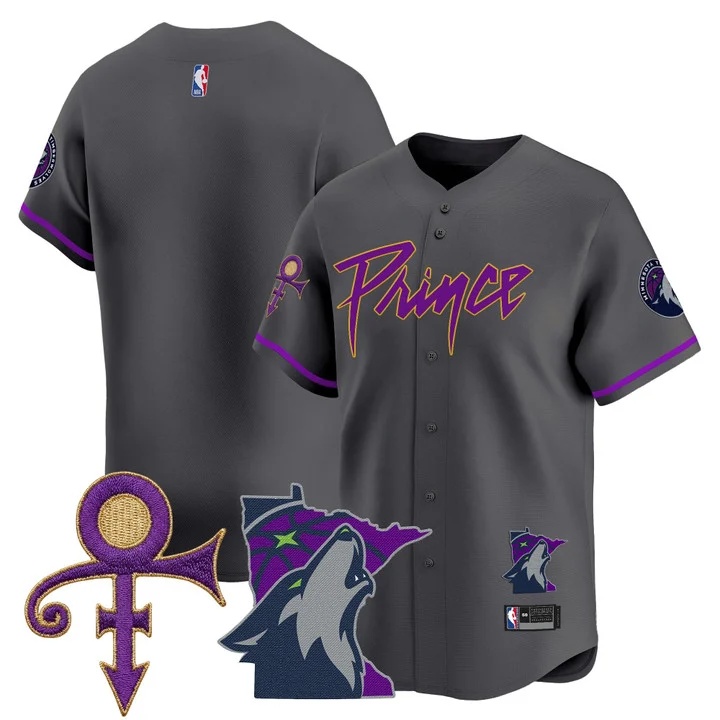 Men's Minnesota Timberwolves Prince Patch Vapor Baseball Jersey gray blank