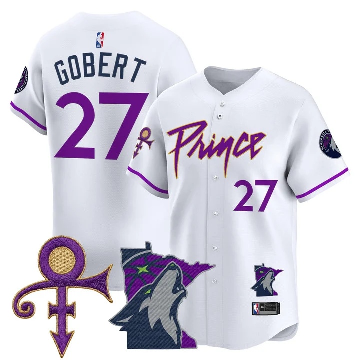 Men's Minnesota Timberwolves Prince Patch Vapor Baseball Jersey white #27 Rudy Gobert