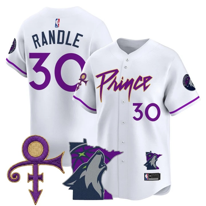 Men's Minnesota Timberwolves Prince Patch Vapor Baseball Jersey white #30 Julius Randle