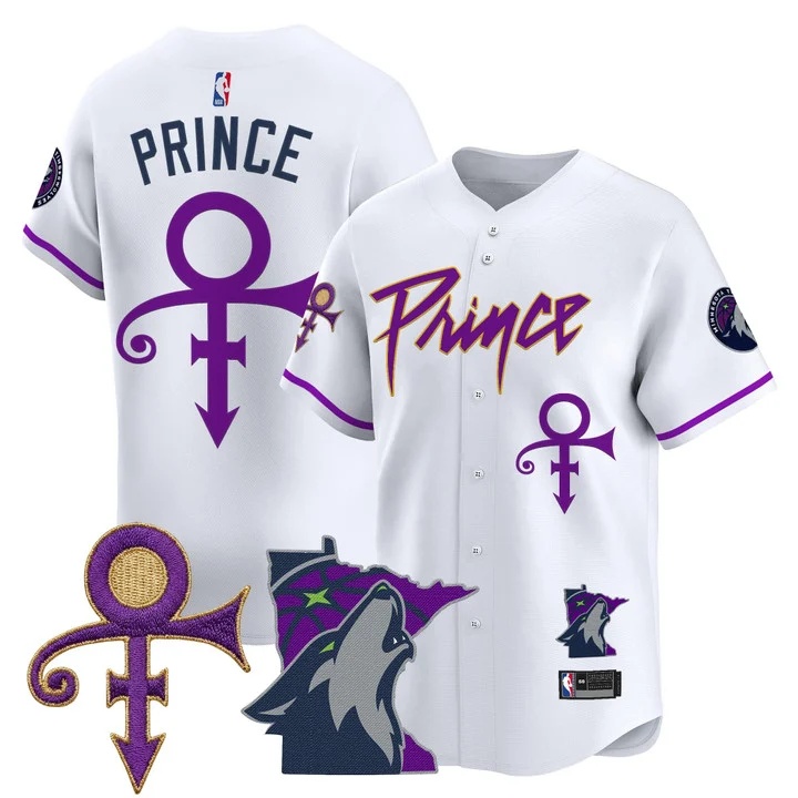 Men's Minnesota Timberwolves Prince Patch Vapor Baseball Jersey white Prince