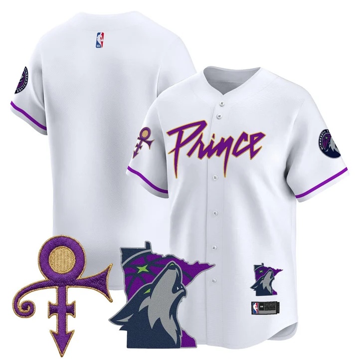 Men's Minnesota Timberwolves Prince Patch Vapor Baseball Jersey white blank