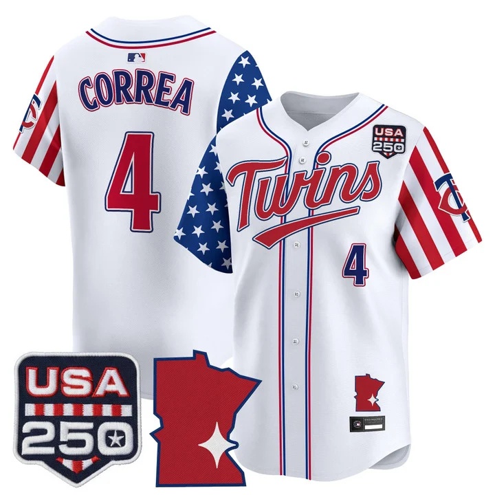 Men's Minnesota Twins America 250 Edition Vapor Premier Limited Jersey #4 CARLOS CORREA