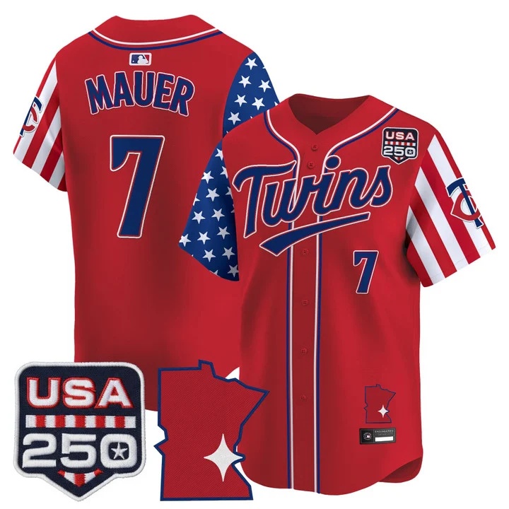 Men's Minnesota Twins America 250 Edition Vapor Premier Limited Jersey RED #7 JOE MAUER