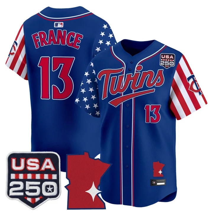Men's Minnesota Twins America 250 Edition Vapor Premier Limited Jersey ROYAL #13 TY FRANCE