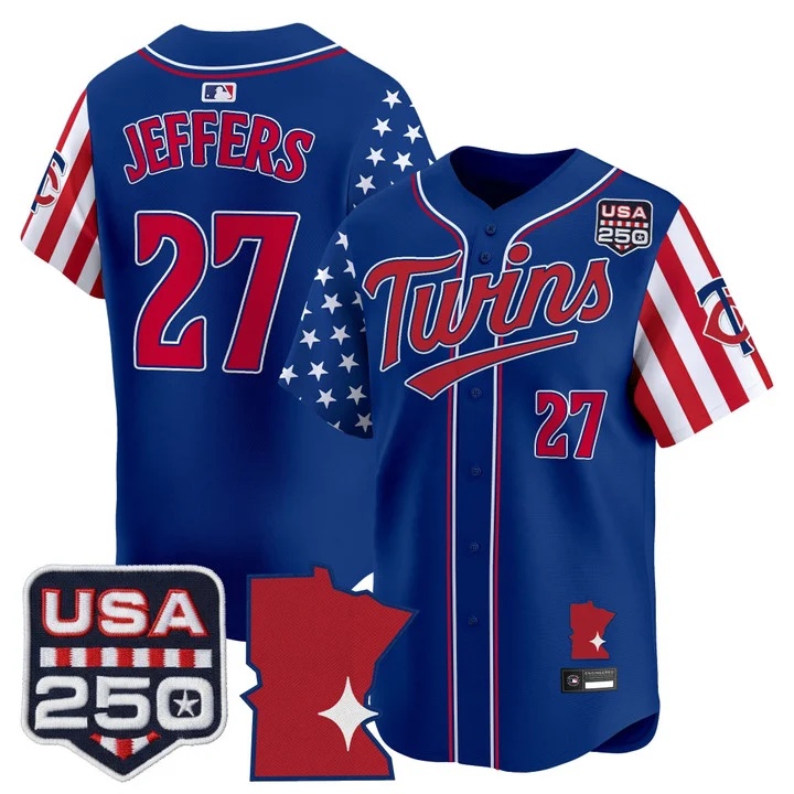 Men's Minnesota Twins America 250 Edition Vapor Premier Limited Jersey ROYAL #27 RYAN JEFFERS