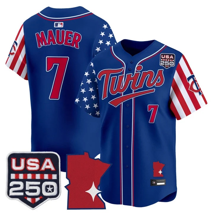 Men's Minnesota Twins America 250 Edition Vapor Premier Limited Jersey ROYAL #7 JOE MAUER