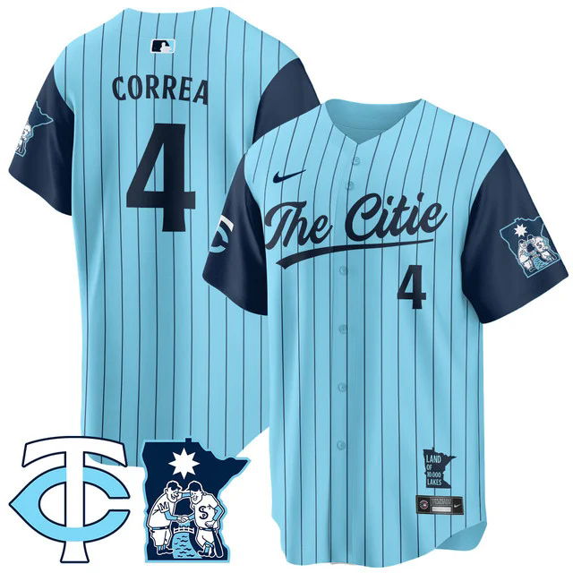 Men's Minnesota Twins City Connect Concept Jersey BLUE #4 CARLOS CORREA.webp