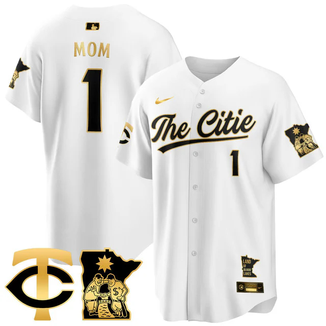 Men's Minnesota Twins City Connect Concept Jersey WHITE GOLD #1 MOM.webp