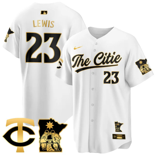 Men's Minnesota Twins City Connect Concept Jersey WHITE GOLD #23 ROYCE LEWIS.webp