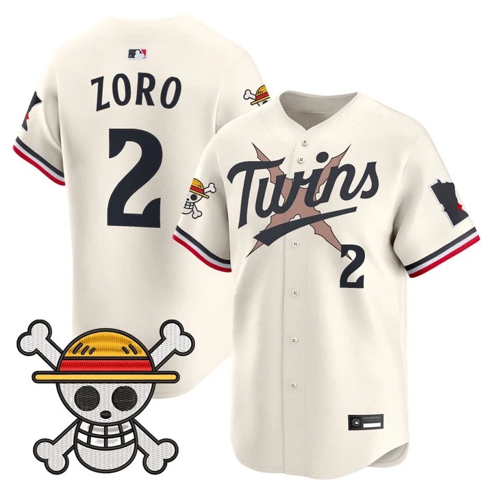 Men's Minnesota Twins x One Piece Vapor Premier Limited Jersey cream #2 Zoro