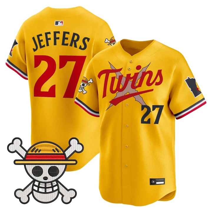 Men's Minnesota Twins x One Piece Vapor Premier Limited Jersey gold #27 Ryan Jeffers