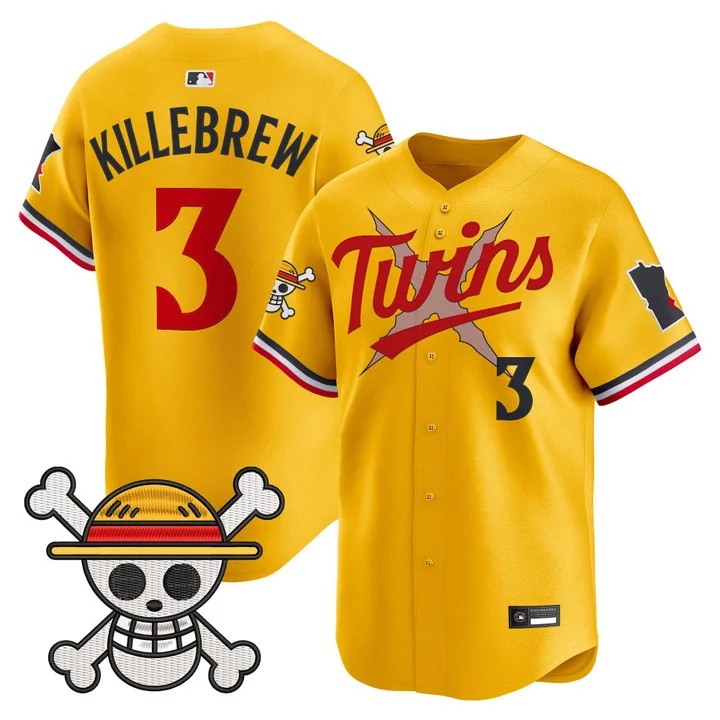 Men's Minnesota Twins x One Piece Vapor Premier Limited Jersey gold #3 Harmon Killebrew