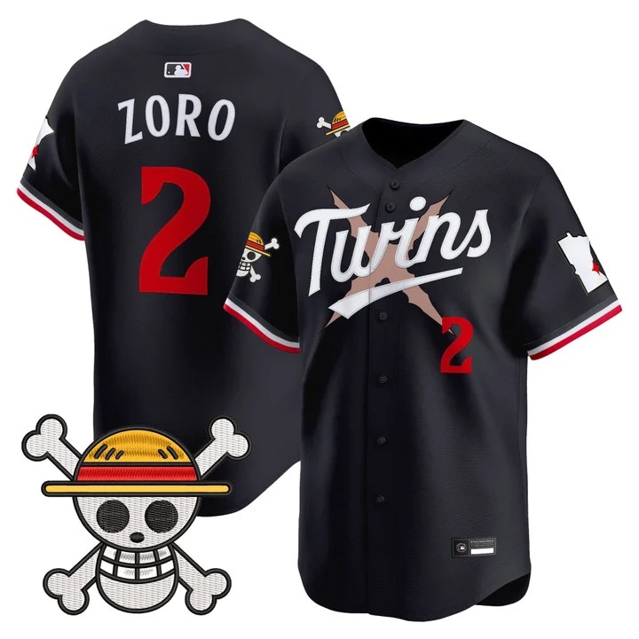 Men's Minnesota Twins x One Piece Vapor Premier Limited Jersey navy #2 Zoro