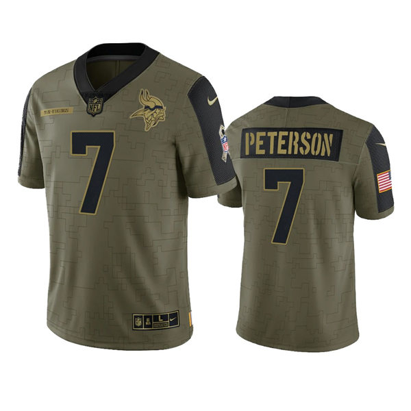 Men's Minnesota Vikings #7 Patrick Peterson Nike Olive 2021 Salute To Service Limited Jersey