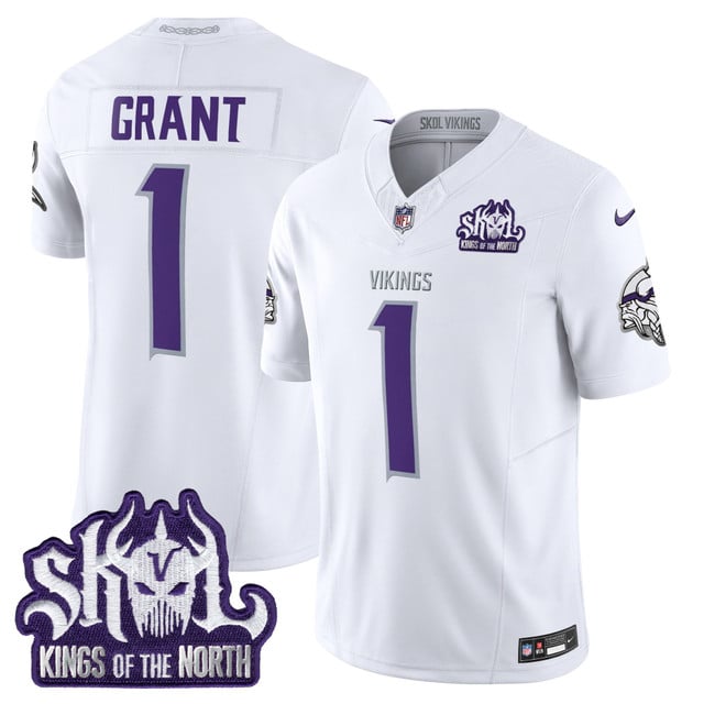 Men's Minnesota Vikings 2025 Winter Warrior Skol Patch Vapor Limited Jersey #1 Bud Grant