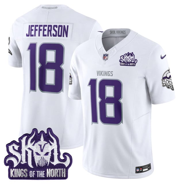 Men's Minnesota Vikings 2025 Winter Warrior Skol Patch Vapor Limited Jersey #18 Justin Jefferson