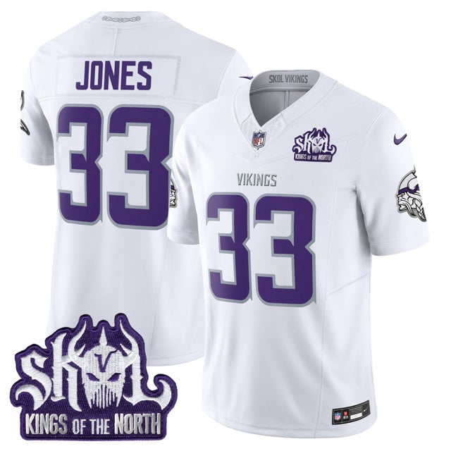 Men's Minnesota Vikings 2025 Winter Warrior Skol Patch Vapor Limited Jersey #33 Aaron Jones
