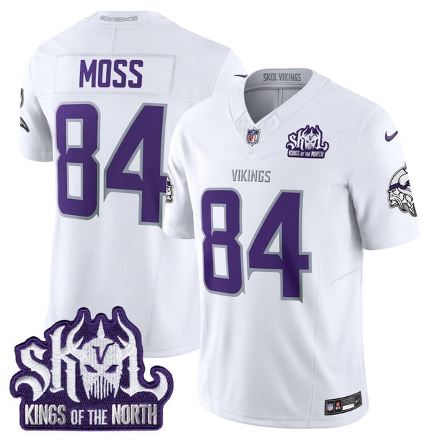 Men's Minnesota Vikings 2025 Winter Warrior Skol Patch Vapor Limited Jersey #84 Randy Moss