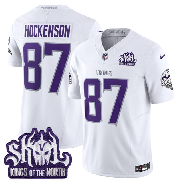 Men's Minnesota Vikings 2025 Winter Warrior Skol Patch Vapor Limited Jersey #87 T.J. Hockenson