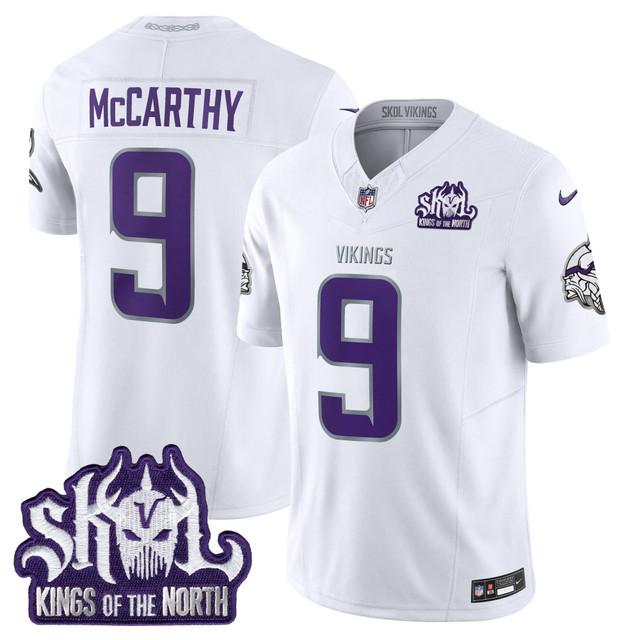 Men's Minnesota Vikings 2025 Winter Warrior Skol Patch Vapor Limited Jersey #9 J.J. McCarthy