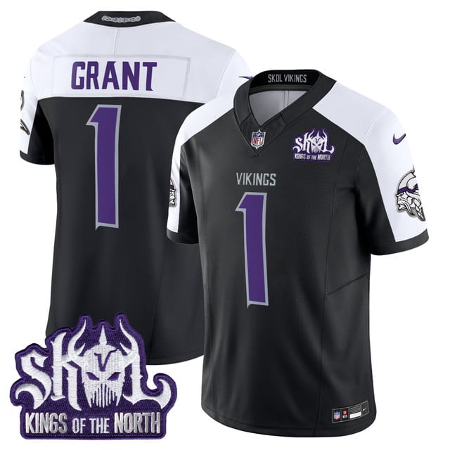 Men's Minnesota Vikings 2025 Winter Warrior Skol Patch Vapor Limited Jersey black #1 Bud Grant
