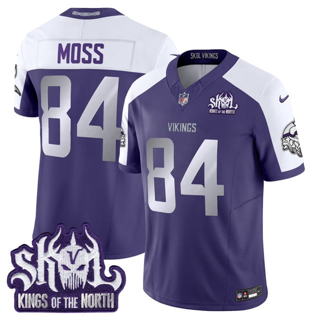 Men's Minnesota Vikings 2025 Winter Warrior Skol Patch Vapor Limited Jersey purp[le #84 Randy Moss