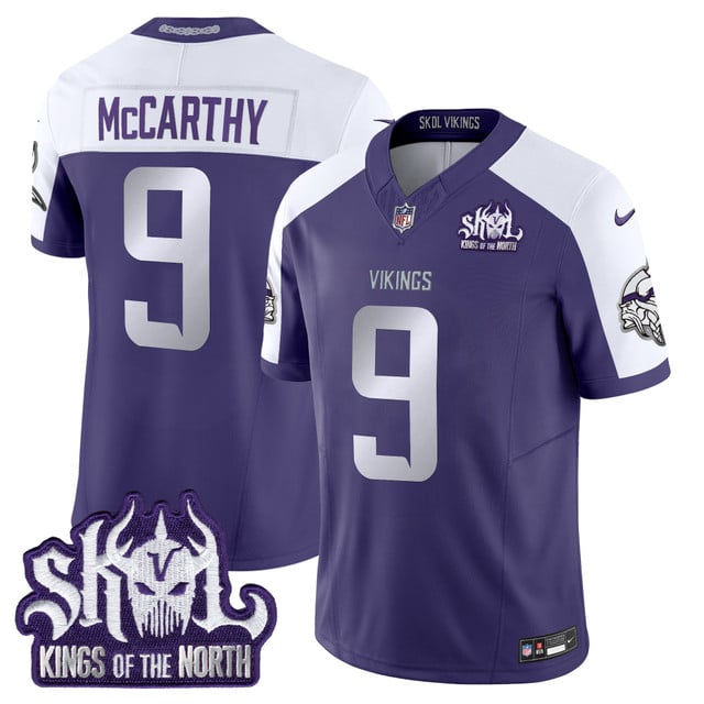 Men's Minnesota Vikings 2025 Winter Warrior Skol Patch Vapor Limited Jersey purple #9 J.J. McCarthy