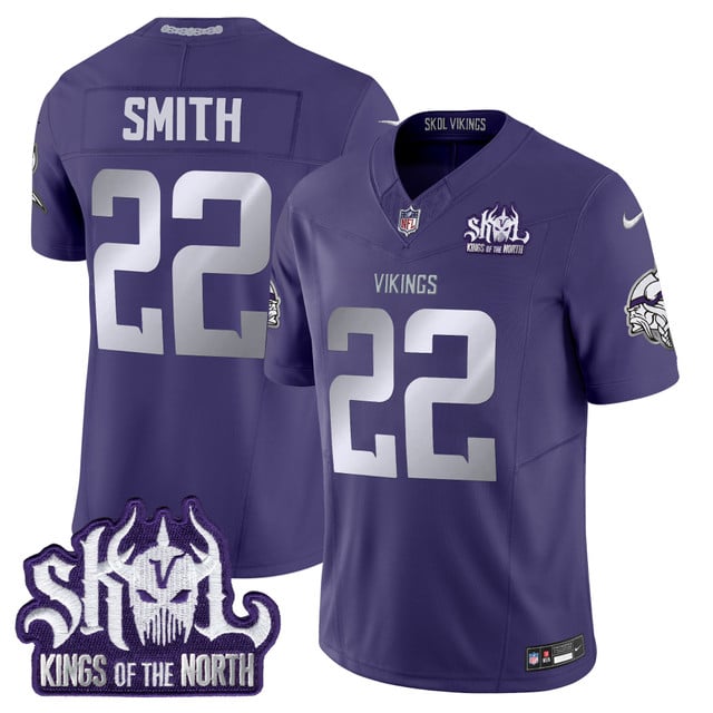 Men's Minnesota Vikings 2025 Winter Warrior Skol Patch Vapor Limited Jersey purple1 #22 Harrison Smith