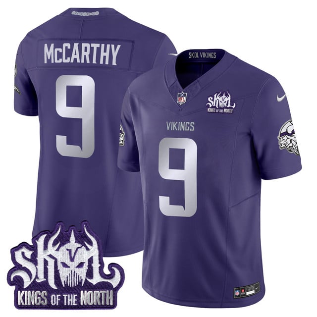 Men's Minnesota Vikings 2025 Winter Warrior Skol Patch Vapor Limited Jersey purple1 #9 J.J. McCarthy