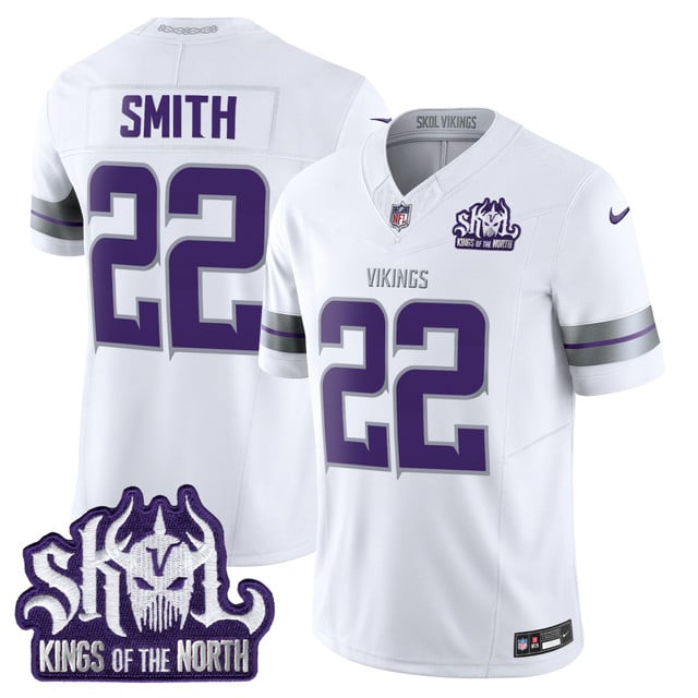 Men's Minnesota Vikings 2025 Winter Warrior Skol Patch Vapor Limited Jersey white #22 Harrison Smith