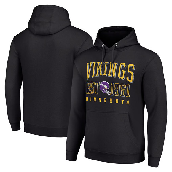 Men's Minnesota Vikings Black Throwback Logo Pullover Hoodie