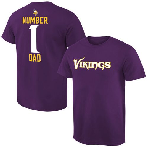 Men's Minnesota Vikings Pro Line College Number 1 Dad T-Shirt Purple