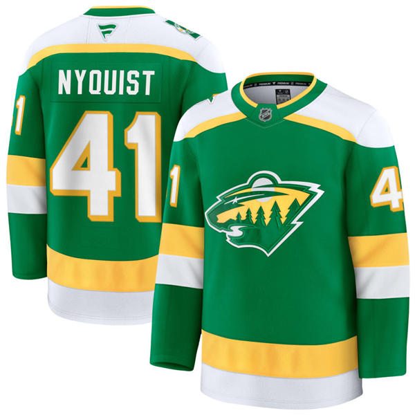 Men's Minnesota Wild #41 Gustav Nyquist Fanatics Green Alternate Premium Jersey 