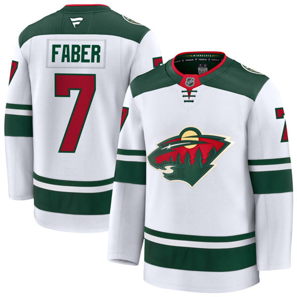 Men's Minnesota Wild #7 Brock Faber Fanatics Away White Jersey 