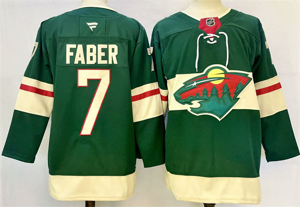 Men's Minnesota Wild #7 Brock Faber Fanatics Home Green Jersey 