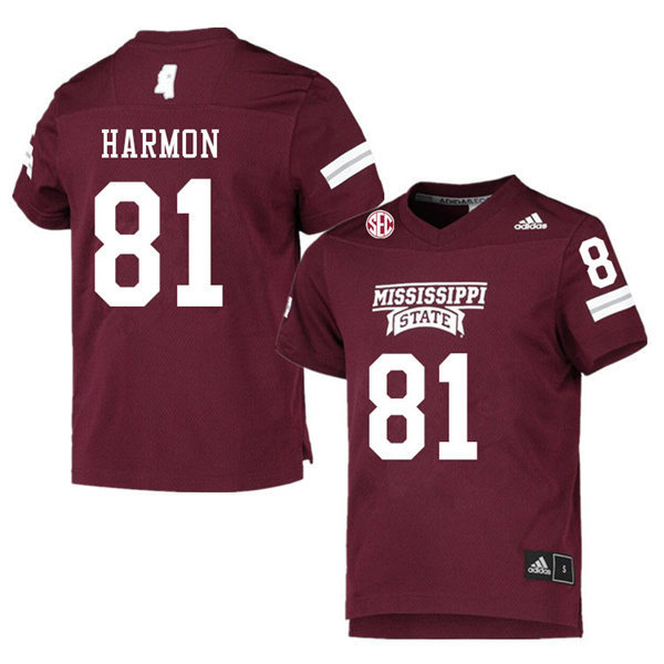 Men's Mississippi State Bulldogs #81 Antonio Harmon adidas Maroon College Football Game Jersey