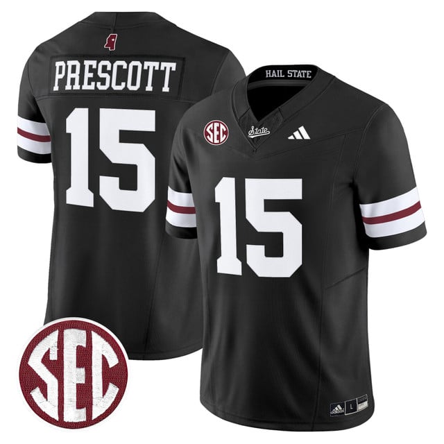 Men's Mississippi State Bulldogs 'Dark Mode' Vapor Limited Jersey #15 Dak Prescott
