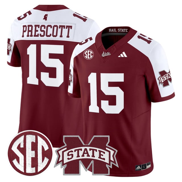Men's Mississippi State Bulldogs 'Dark Mode' Vapor Limited Jersey alternate #15 Dak Prescott
