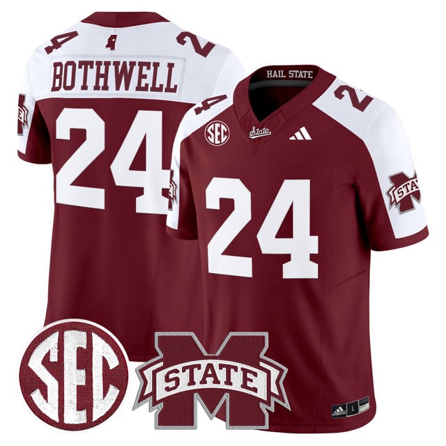 Men's Mississippi State Bulldogs 'Dark Mode' Vapor Limited Jersey alternate #24 Fluff Bothwell
