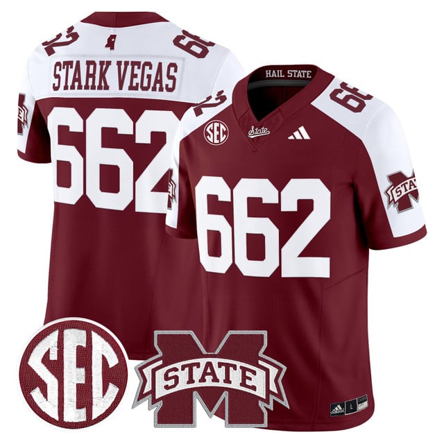 Men's Mississippi State Bulldogs 'Dark Mode' Vapor Limited Jersey alternate #662 Stark Vegas