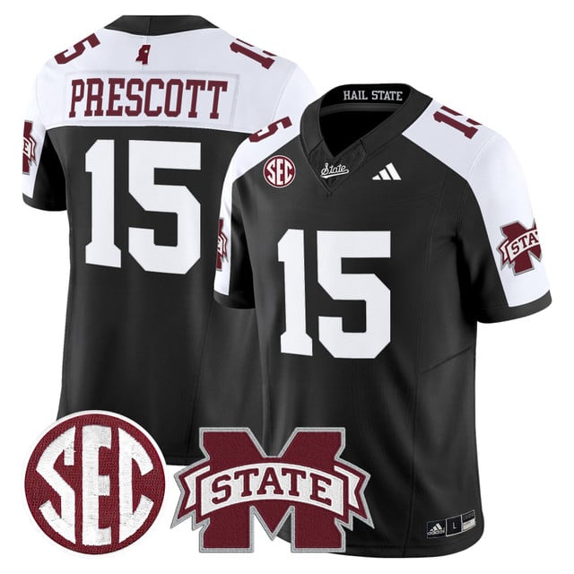 Men's Mississippi State Bulldogs 'Dark Mode' Vapor Limited Jersey black #15 Dak Prescott