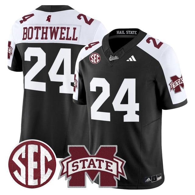 Men's Mississippi State Bulldogs 'Dark Mode' Vapor Limited Jersey black #24 Fluff Bothwell